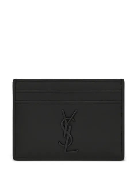 Saint Laurent logo-plaque leather cardholder