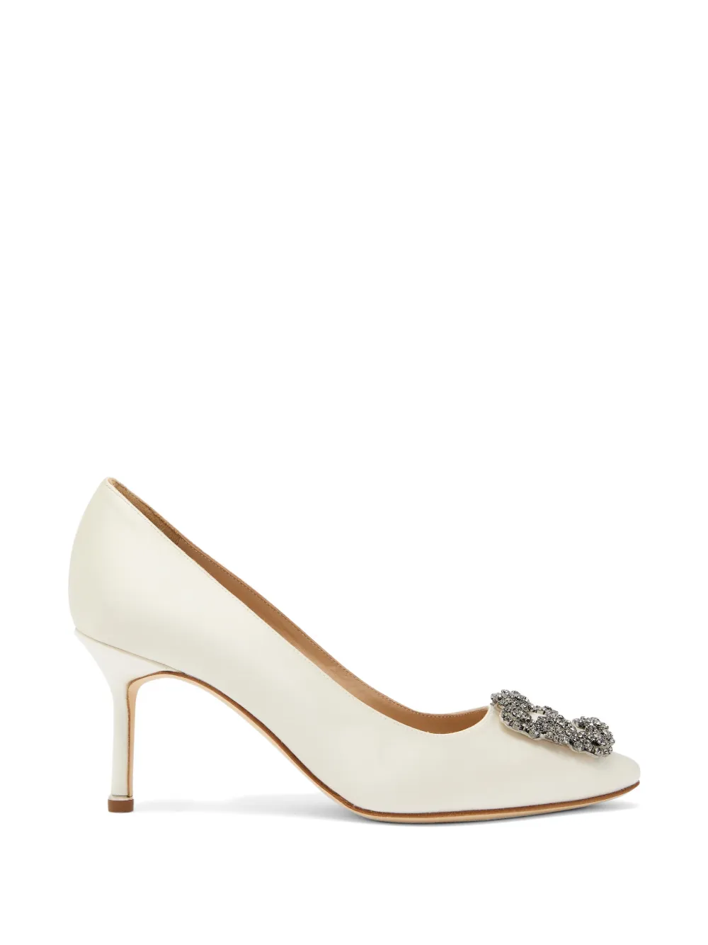 Manolo Blahnik Hangisi pumps met kristallen gesp Beige