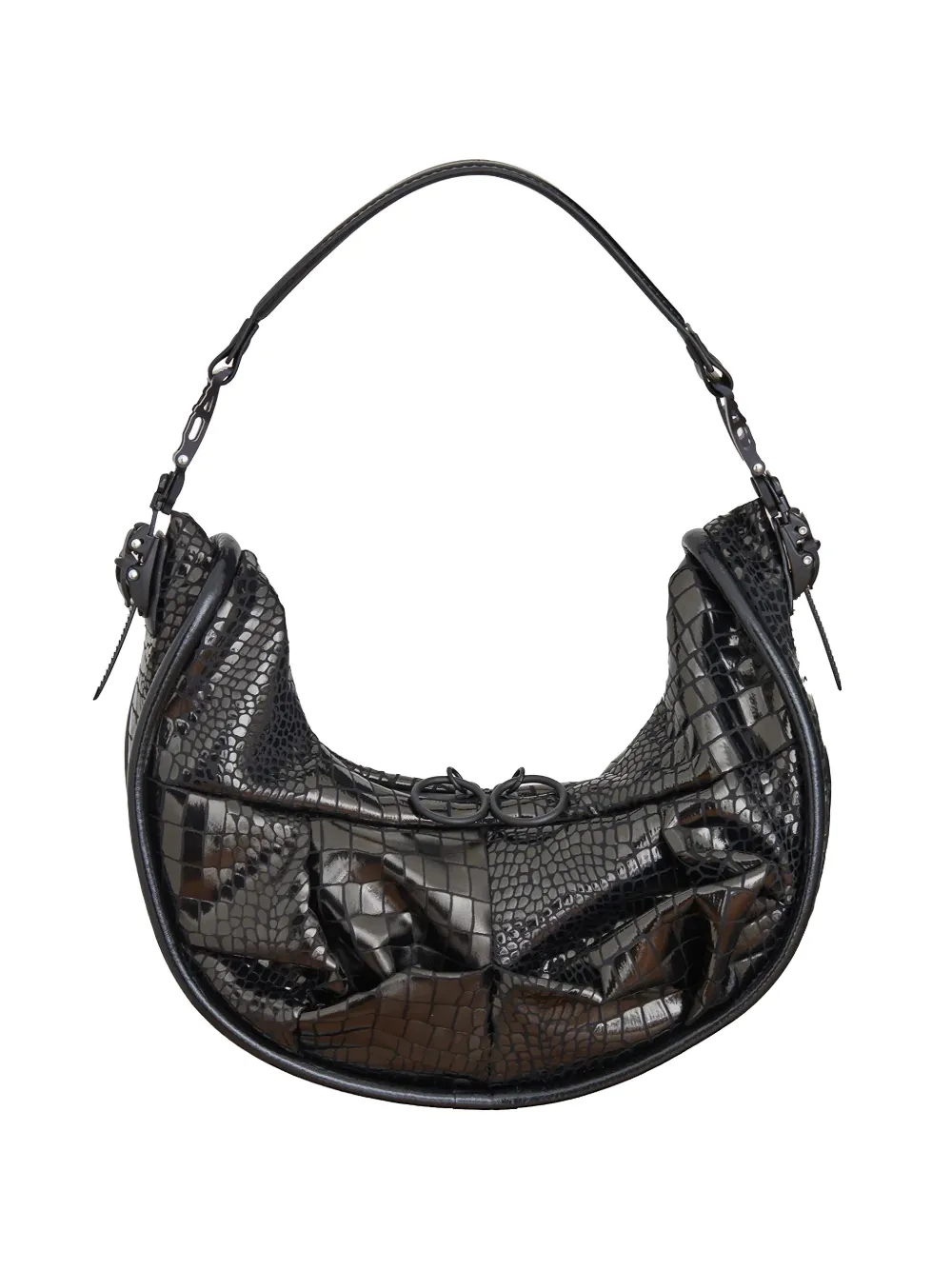 Junya Watanabe crocodile-effect shoulder bag - Nero