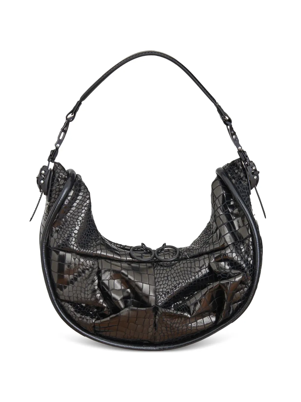 Junya Watanabe crocodile-effect shoulder bag - Nero