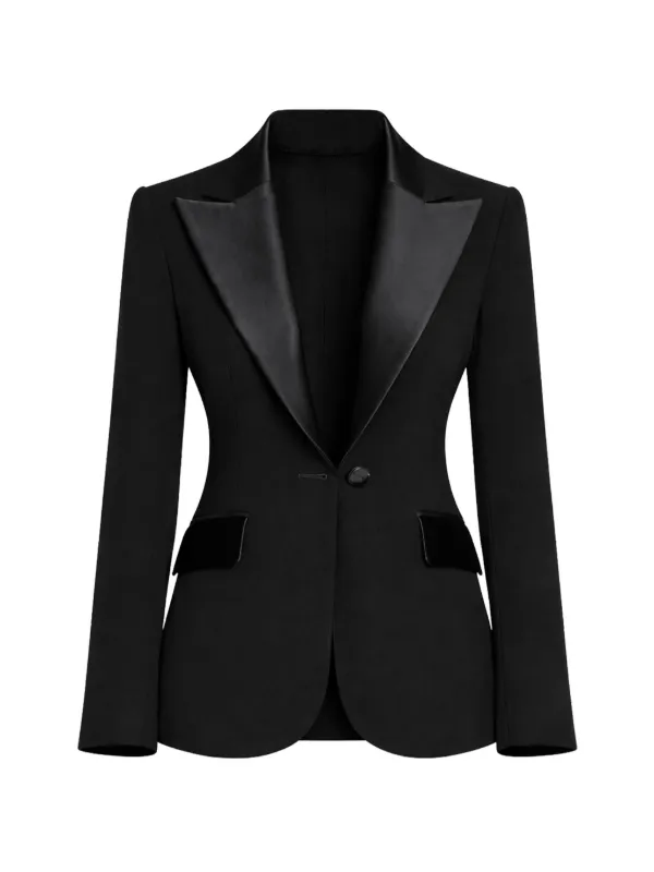 Elie Saab Satin Blazer in Black
