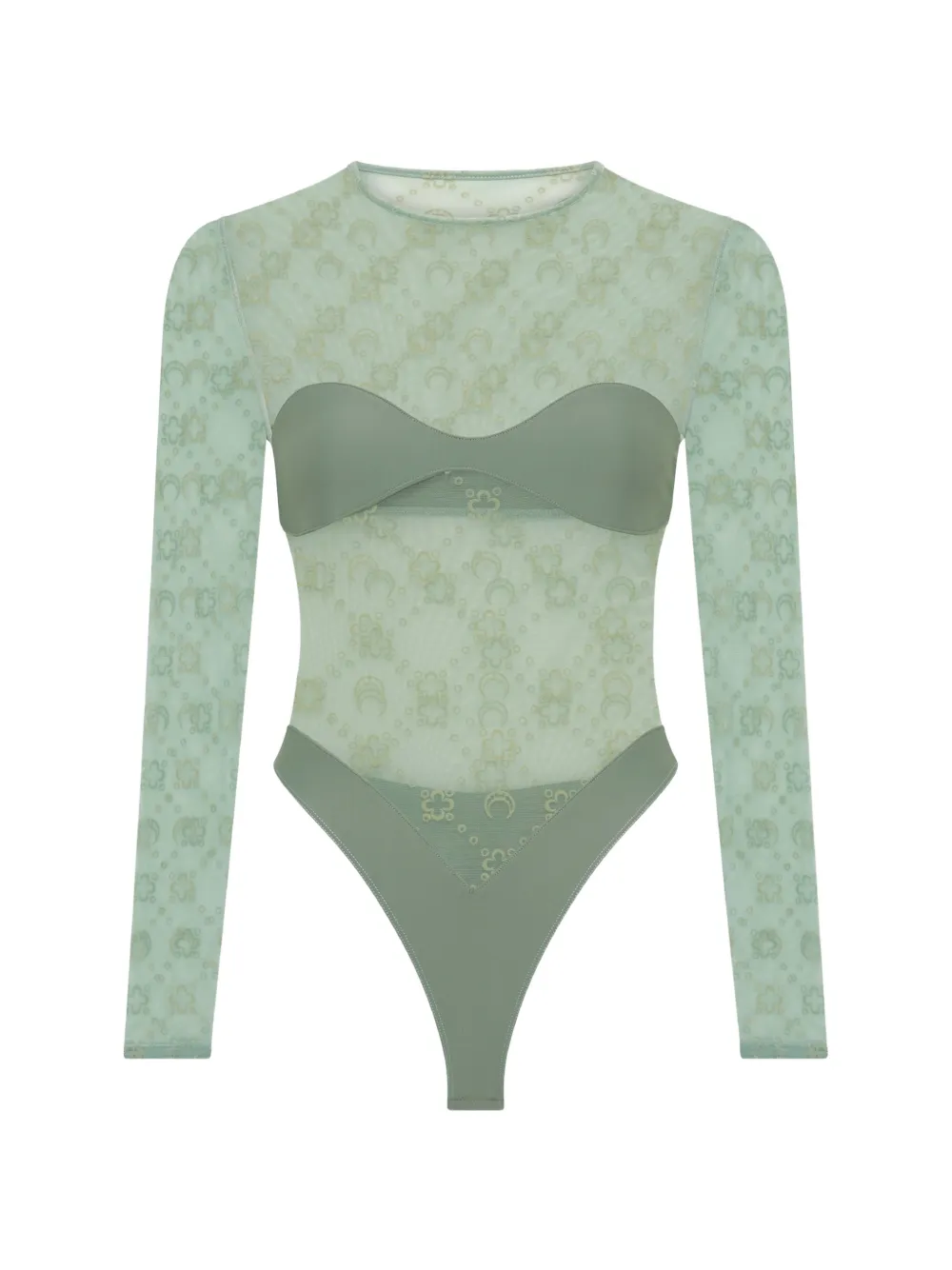  Marine Serre Moonogram Long-sleeve Bodysuit - Green 