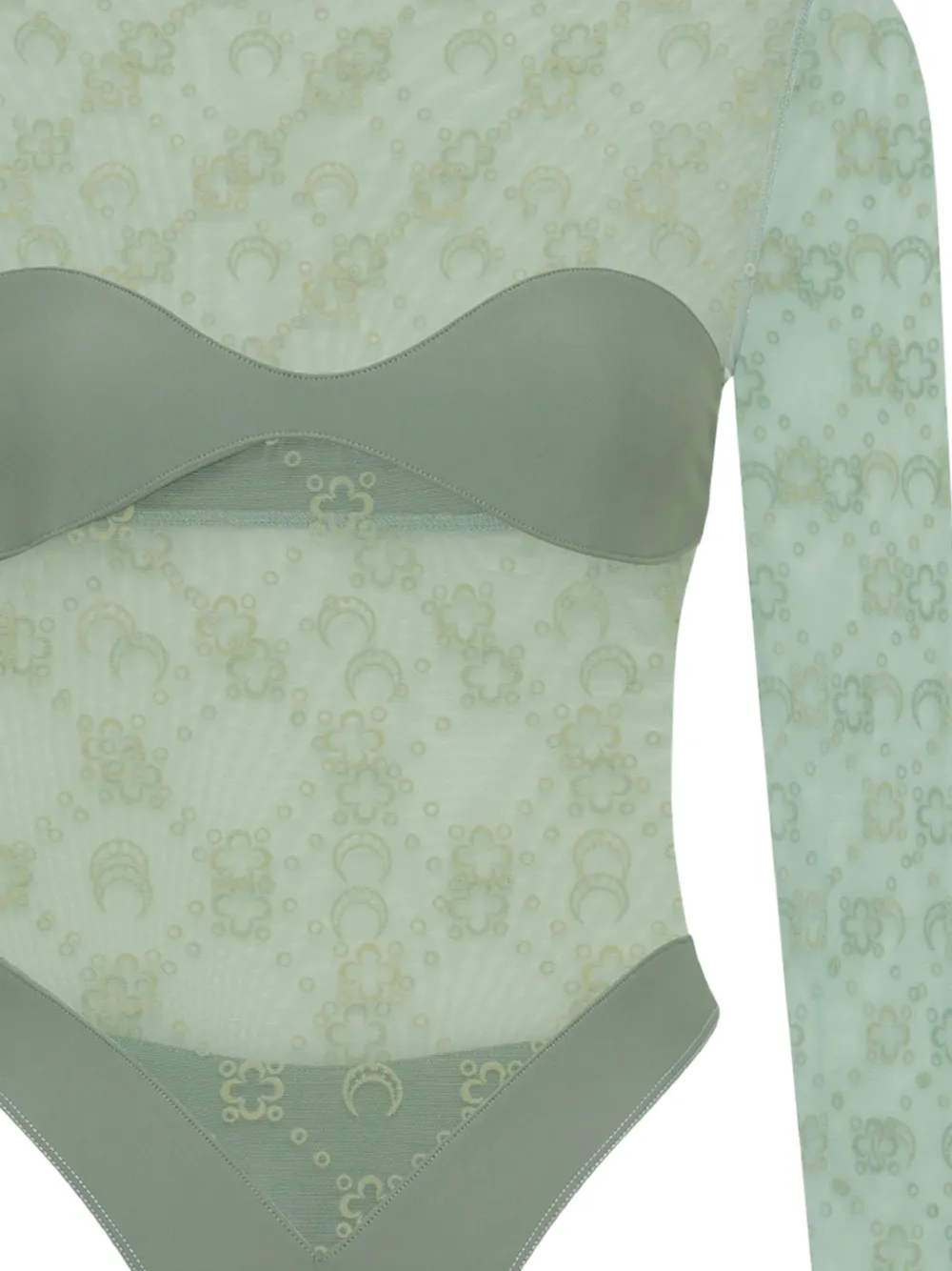 Marine Serre Body met monogram en lange mouwen Groen