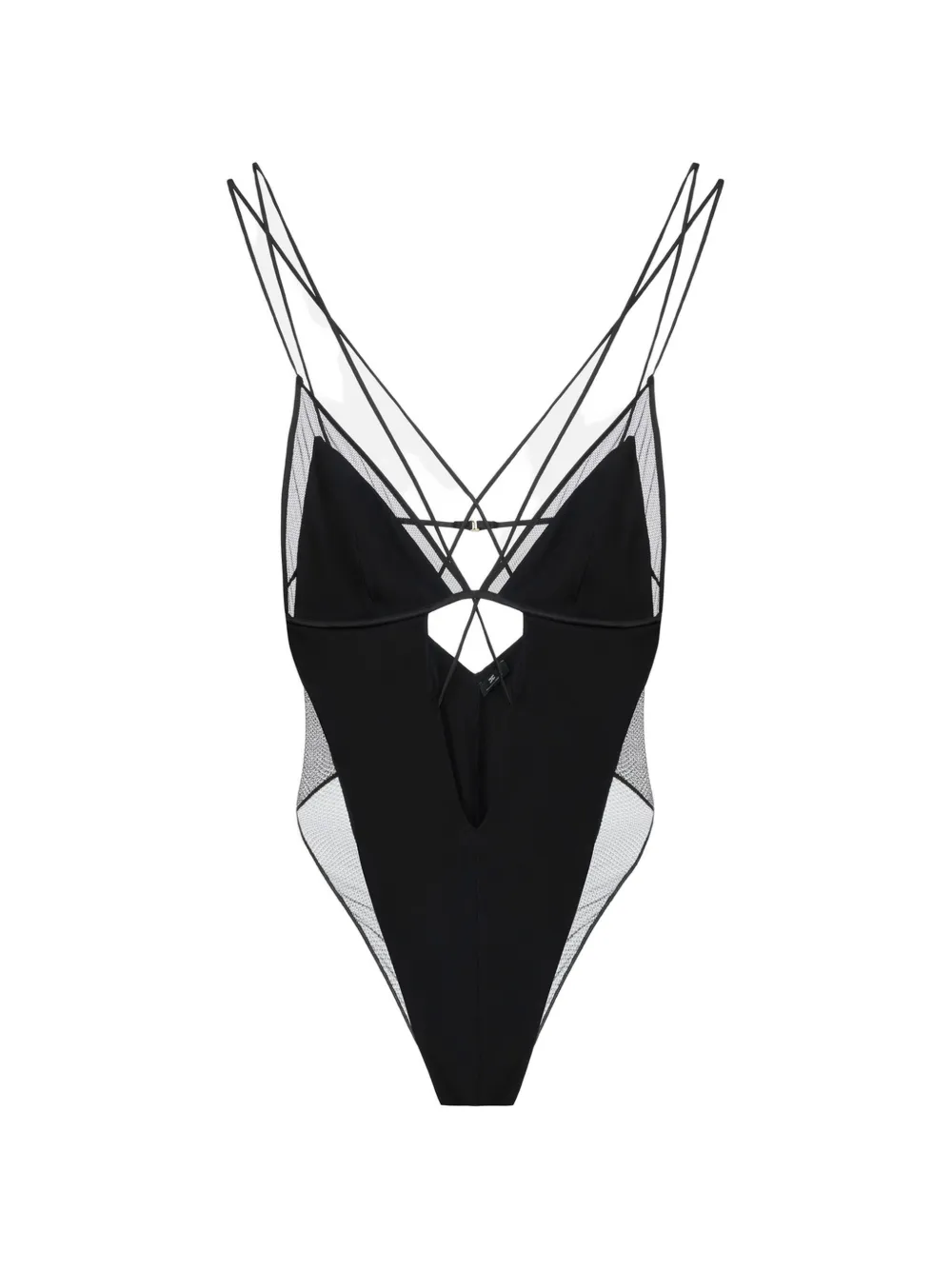 Elisabetta Franchi Body met tulen vlak Zwart