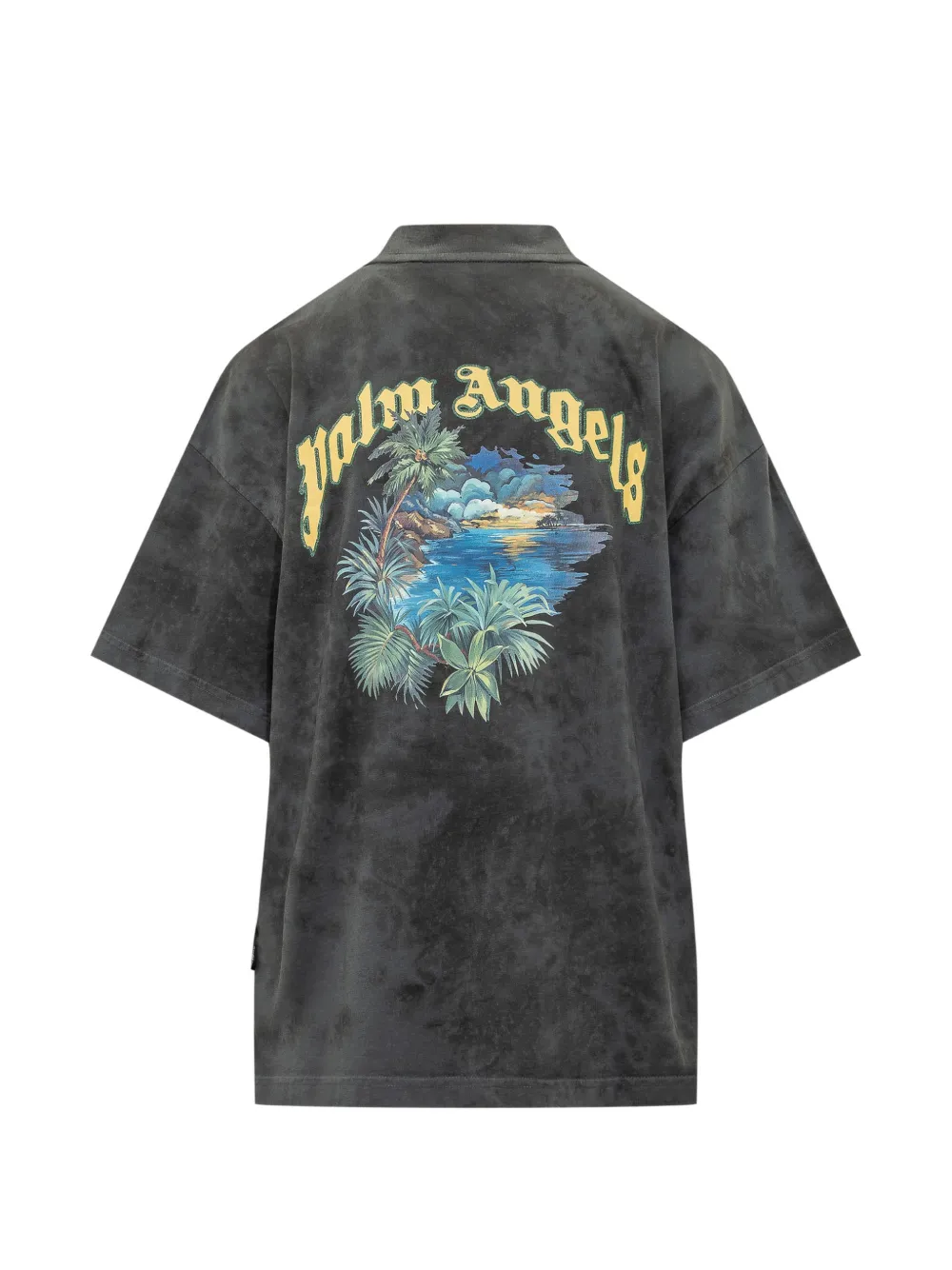 Palm Angels T-shirt met palmboomprint en acid wassing Grijs