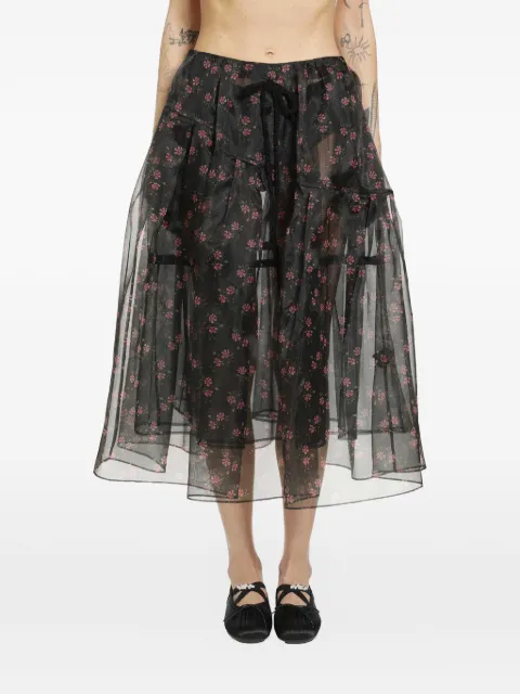 Simone Rocha floral-embroidered skirt