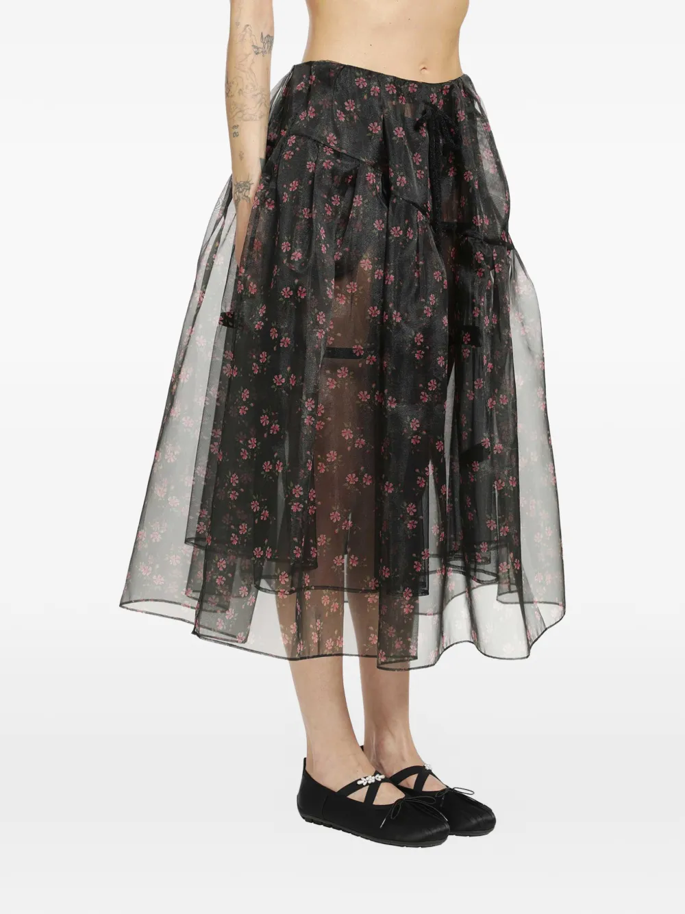 Simone Rocha floral-embroidered skirt | A-Line Skirts