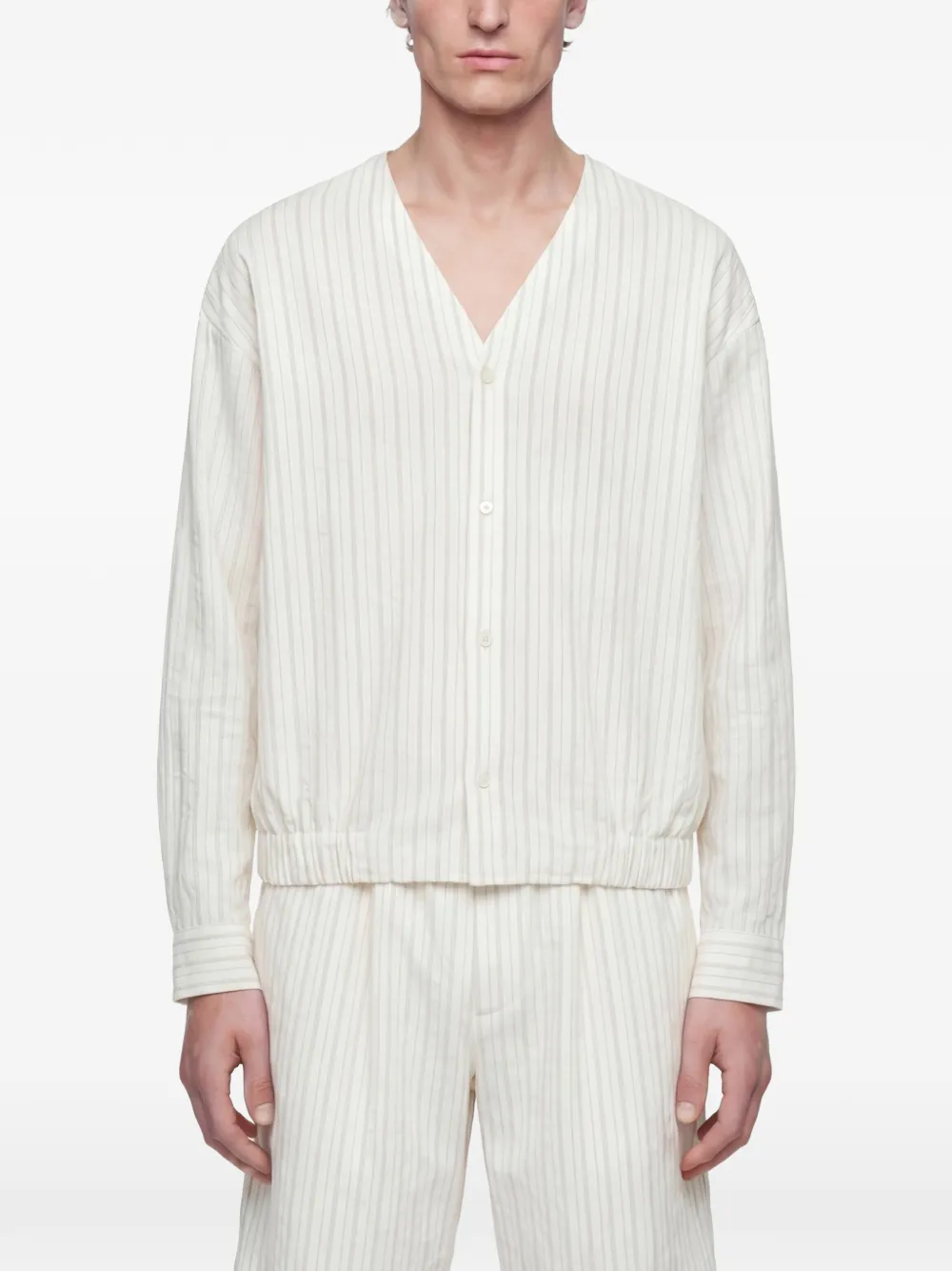 Hed Mayner pinstriped V-neck shirt - Toni neutri