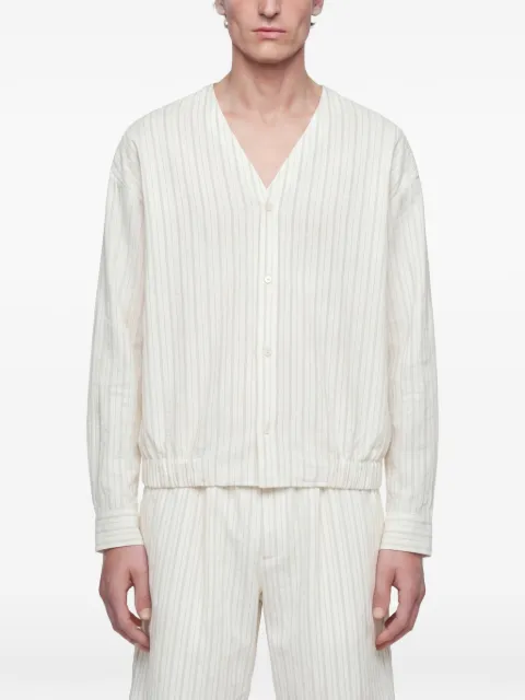 Hed Mayner pinstriped V-neck shirt