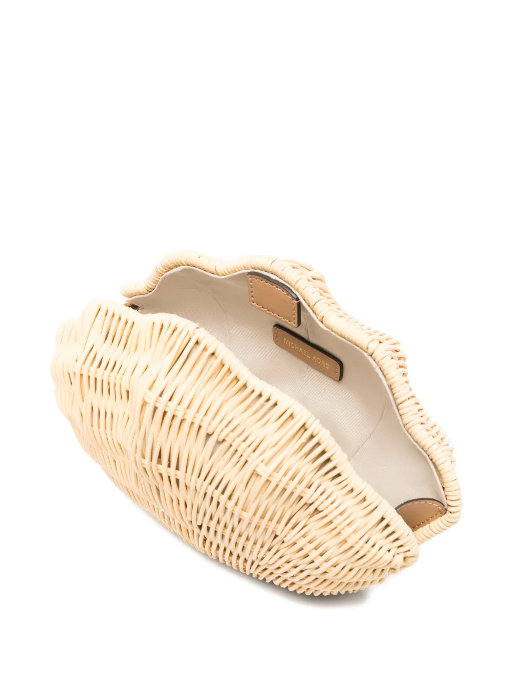 Michael Kors Shelly geweven clutch met schelpvorm Beige