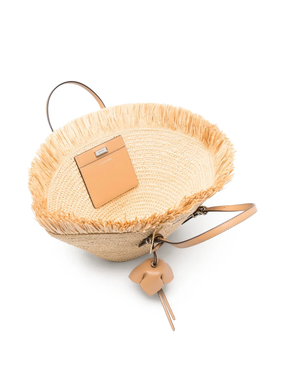 Michael Kors Isa geweven strandtas met franje Beige