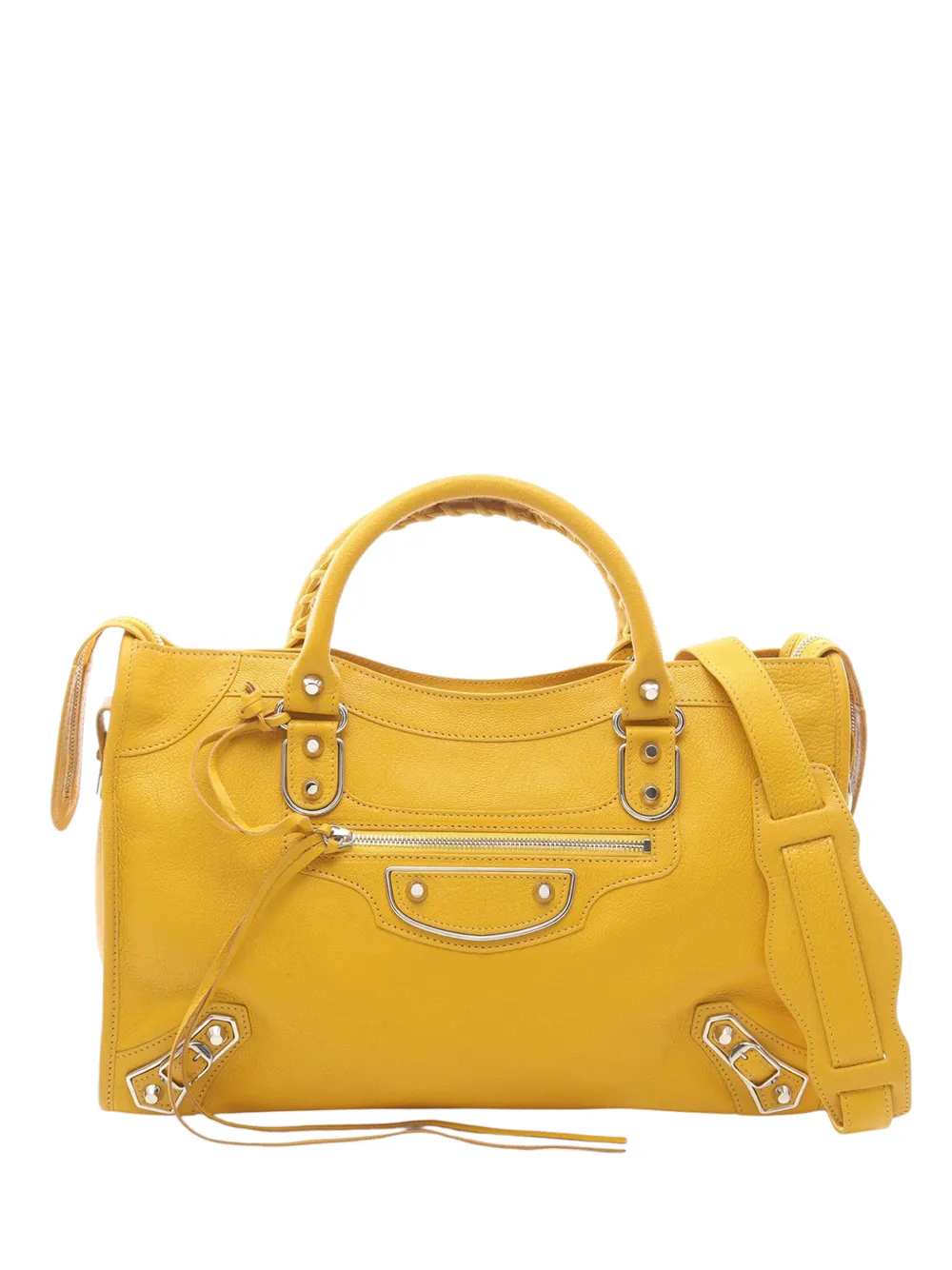 Balenciaga Pre-Owned 2010-2026 Small Chevre Motocross Classic Metallic Edge City satchel - Giallo