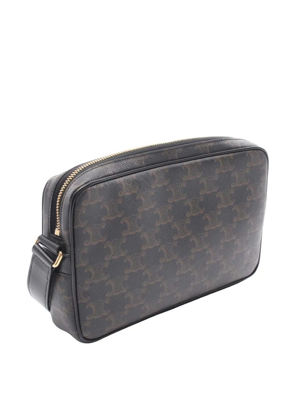 Celine Pre-owned 2021-2026 Medium Triomphe Coated Canvas Crossbody Bag in Black, view 3