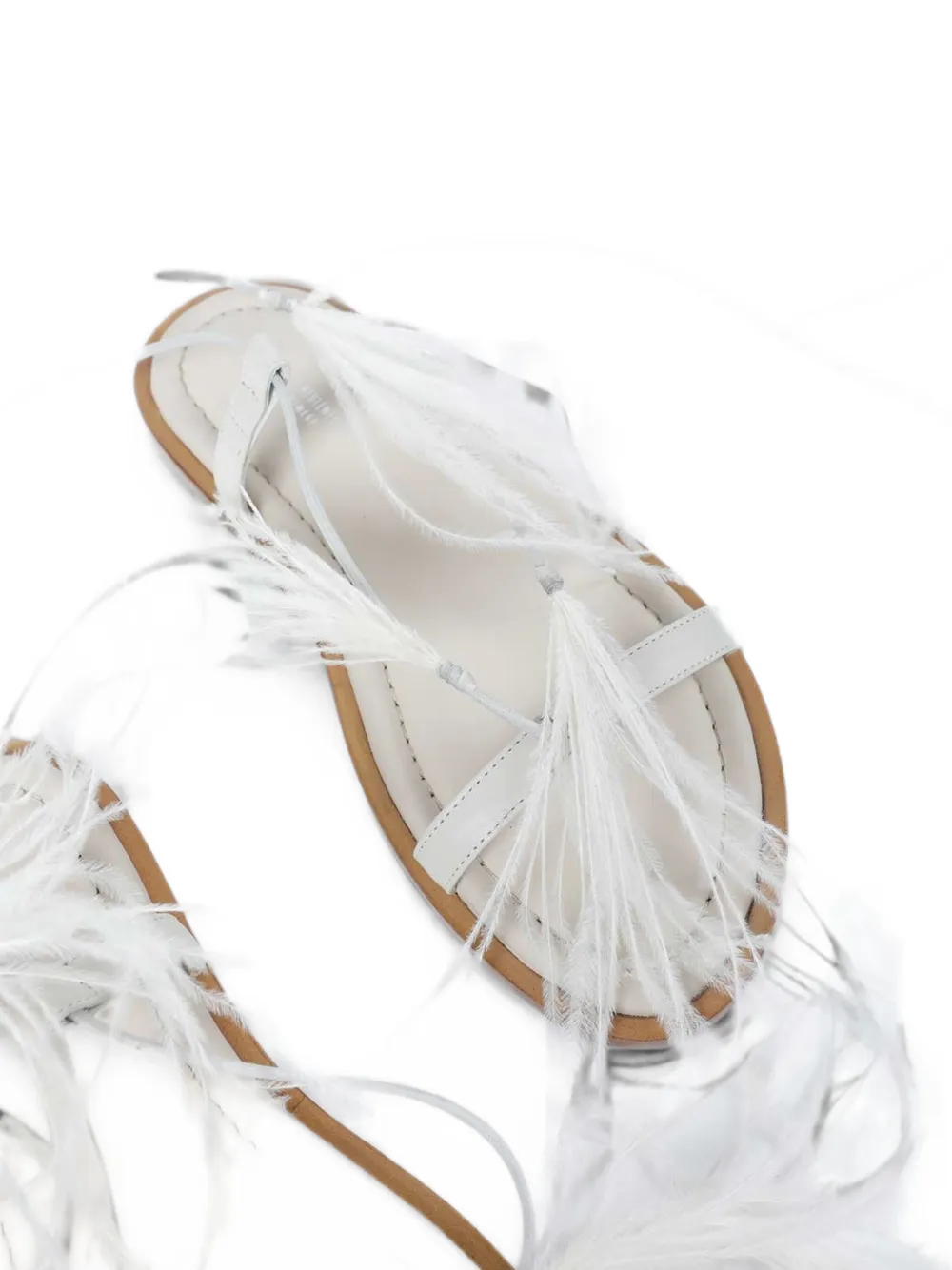 Ann Demeulemeester Sukhada Feather-detail Sandals in White, view 2