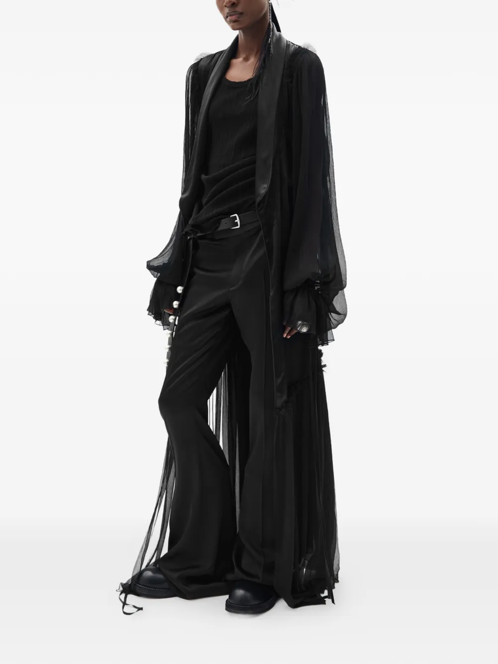 Ann Demeulemeester Adri satijnen flared broek Zwart