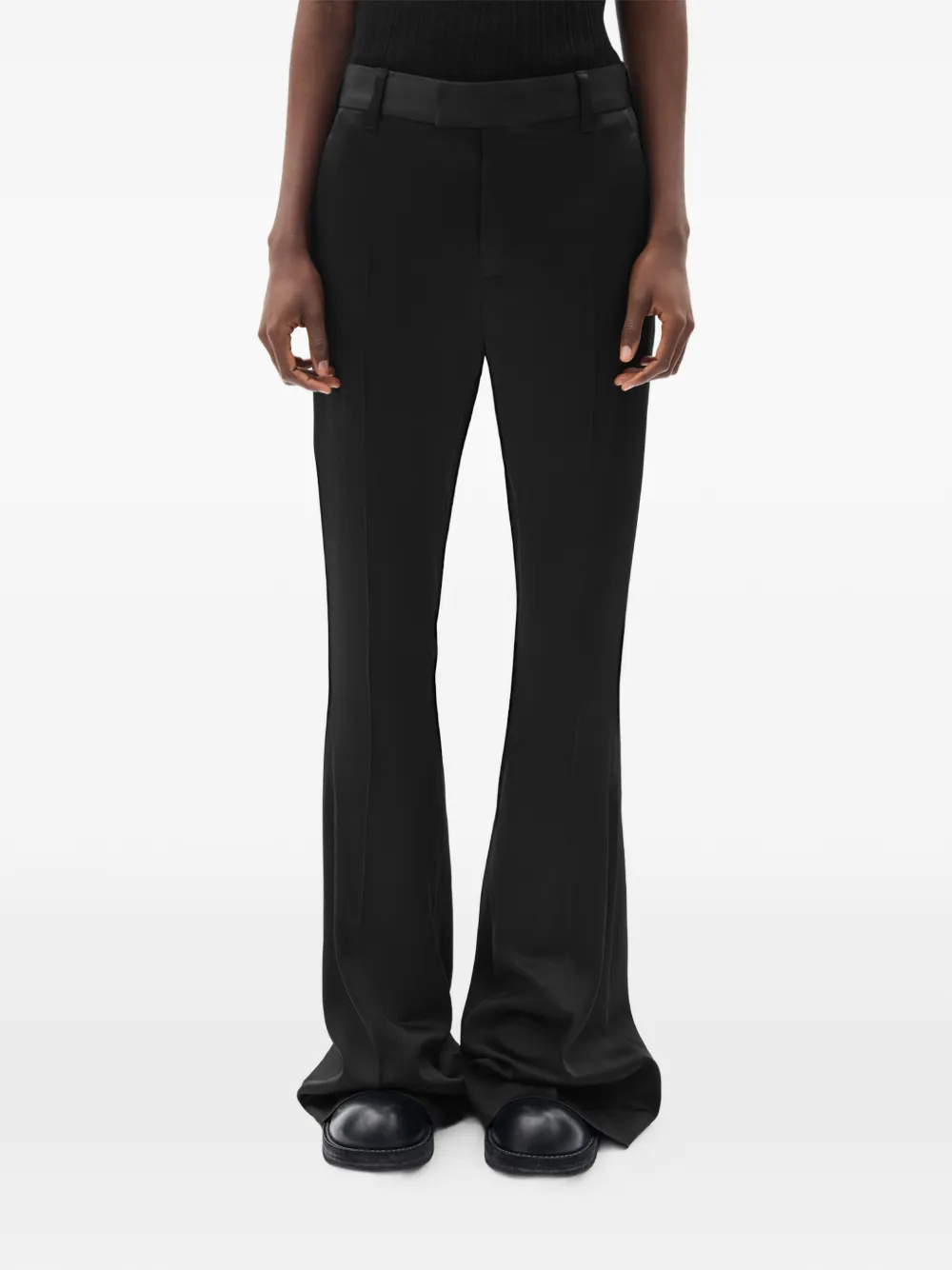 Ann Demeulemeester Adri satin flared trousers - Nero