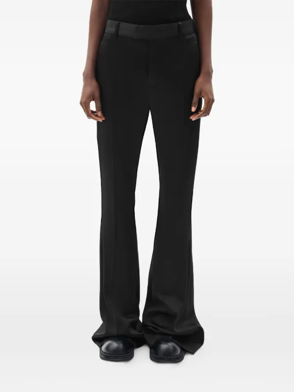 Ann Demeulemeester Adri Satin Flared Trousers in Black