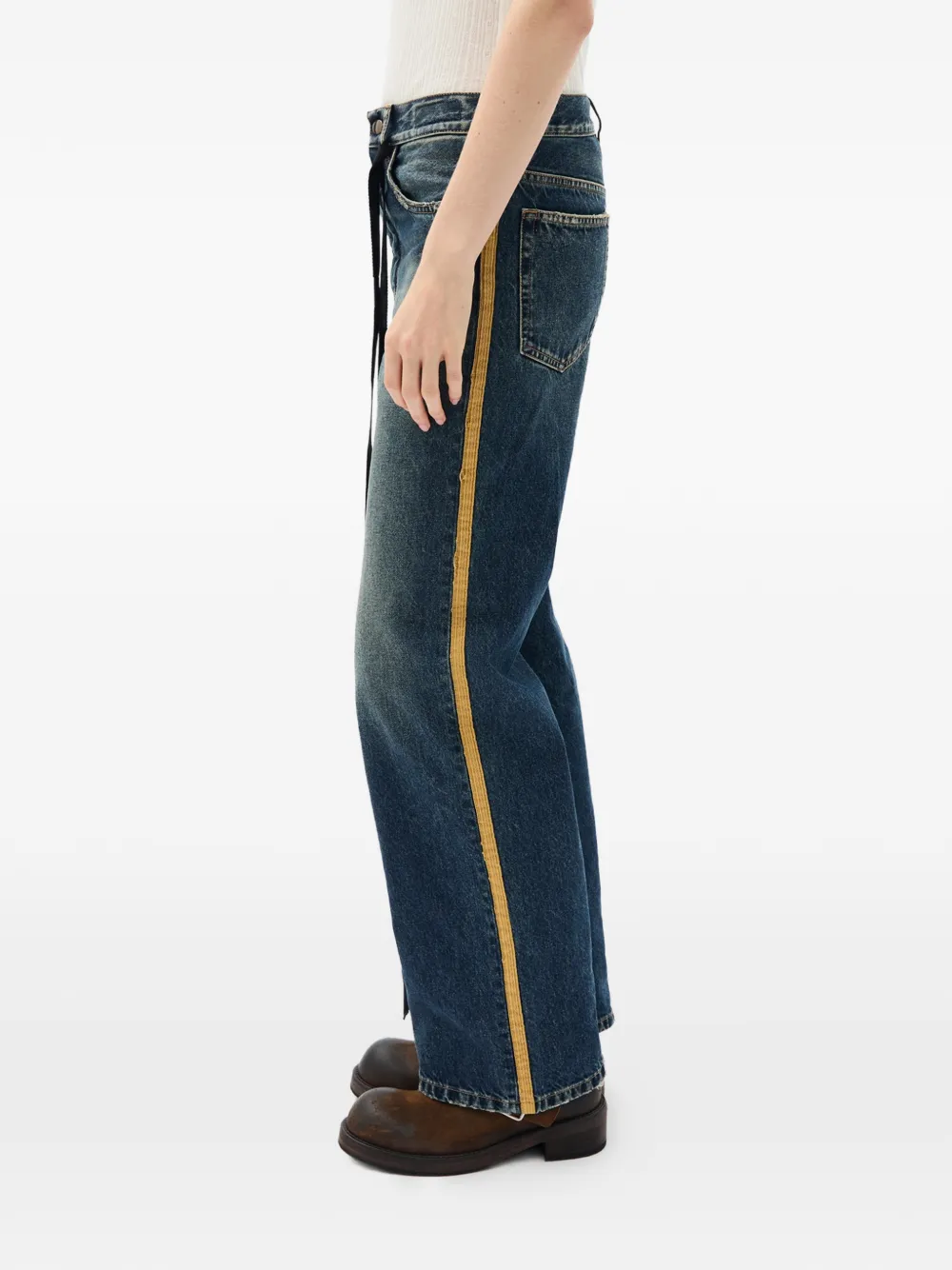  Ann Demeulemeester Vaqueros Zana Con Detalle De Rayas - Azul 