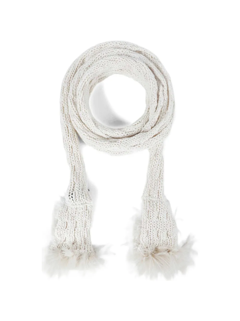 Ann Demeulemeester Rae knitted feather scarf - Toni neutri