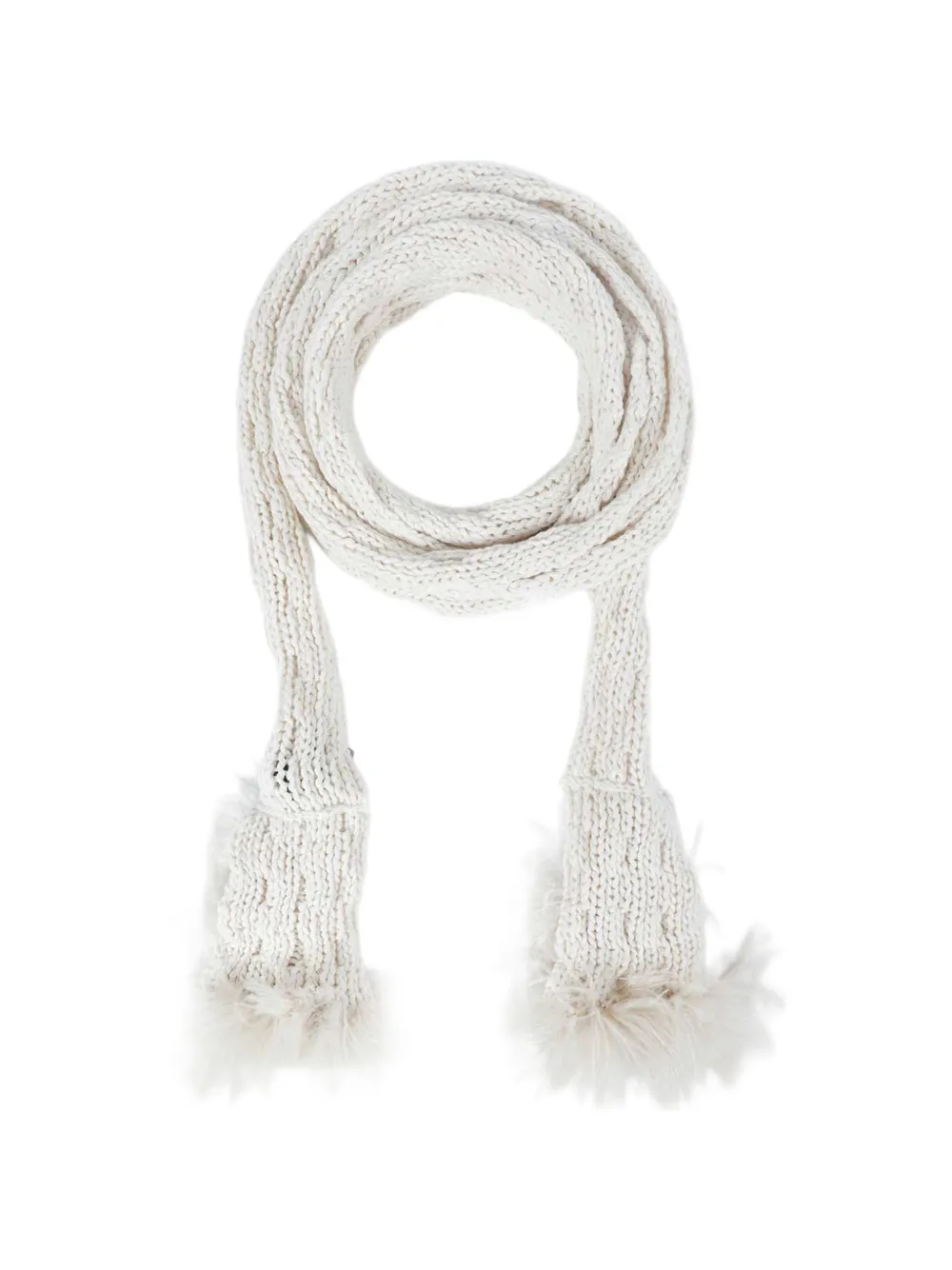Ann Demeulemeester Rae knitted feather scarf - Toni neutri