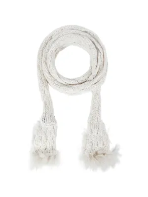 Ann Demeulemeester cable-knit pom-pom Scarf | Black | FARFETCH