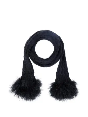 Ann Demeulemeester cable-knit pom-pom Scarf | Black | FARFETCH