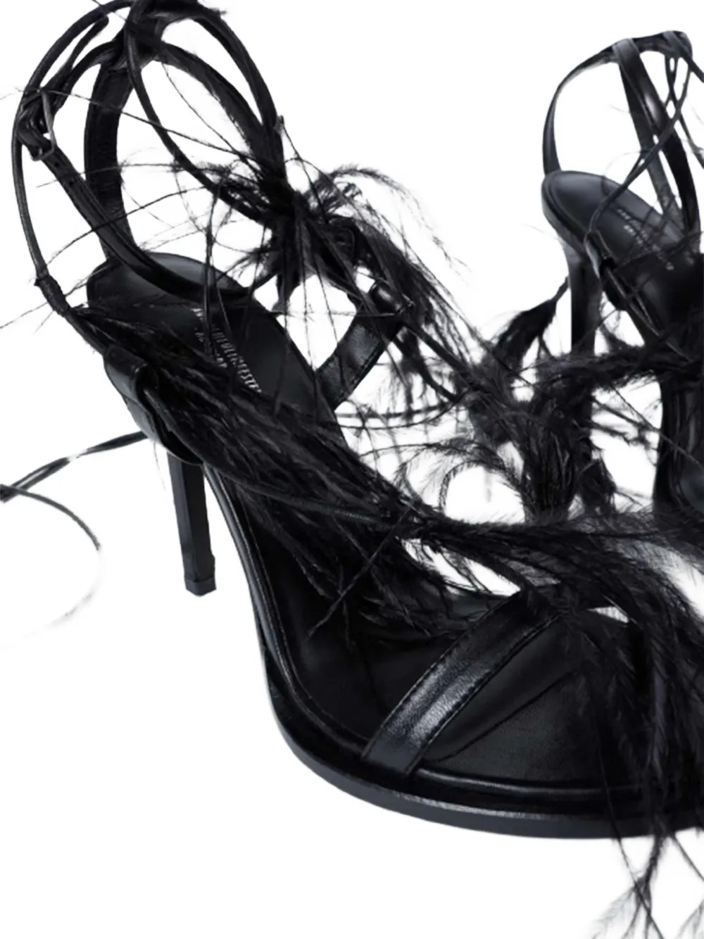Ann Demeulemeester Elya feather-detailed sandals Zwart