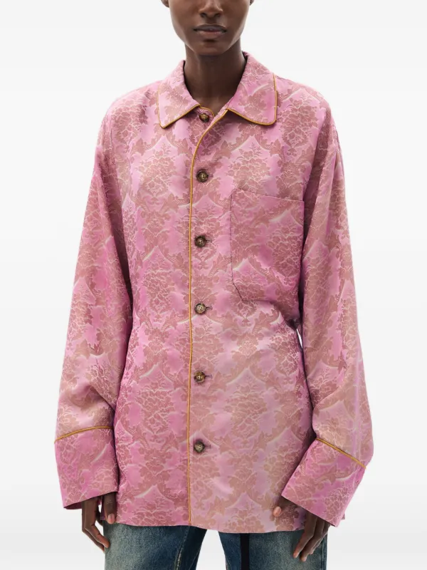 Ann Demeulemeester Coby Damask-jacquard Shirt in Pink