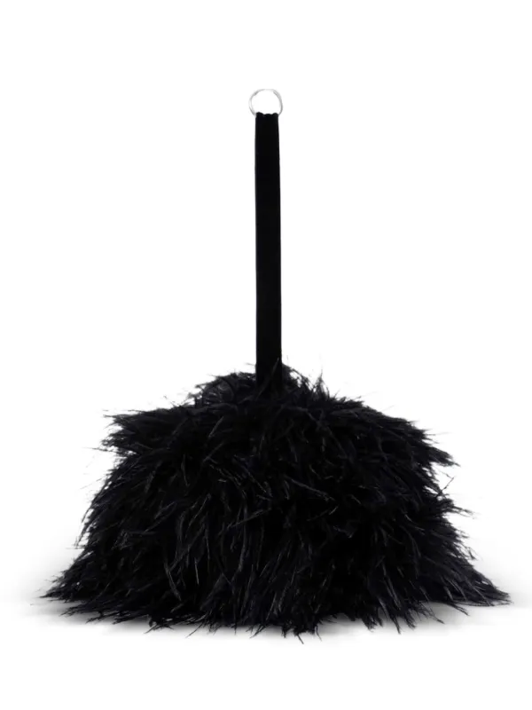 Ann Demeulemeester Iza Feather Clutch Bag in Black