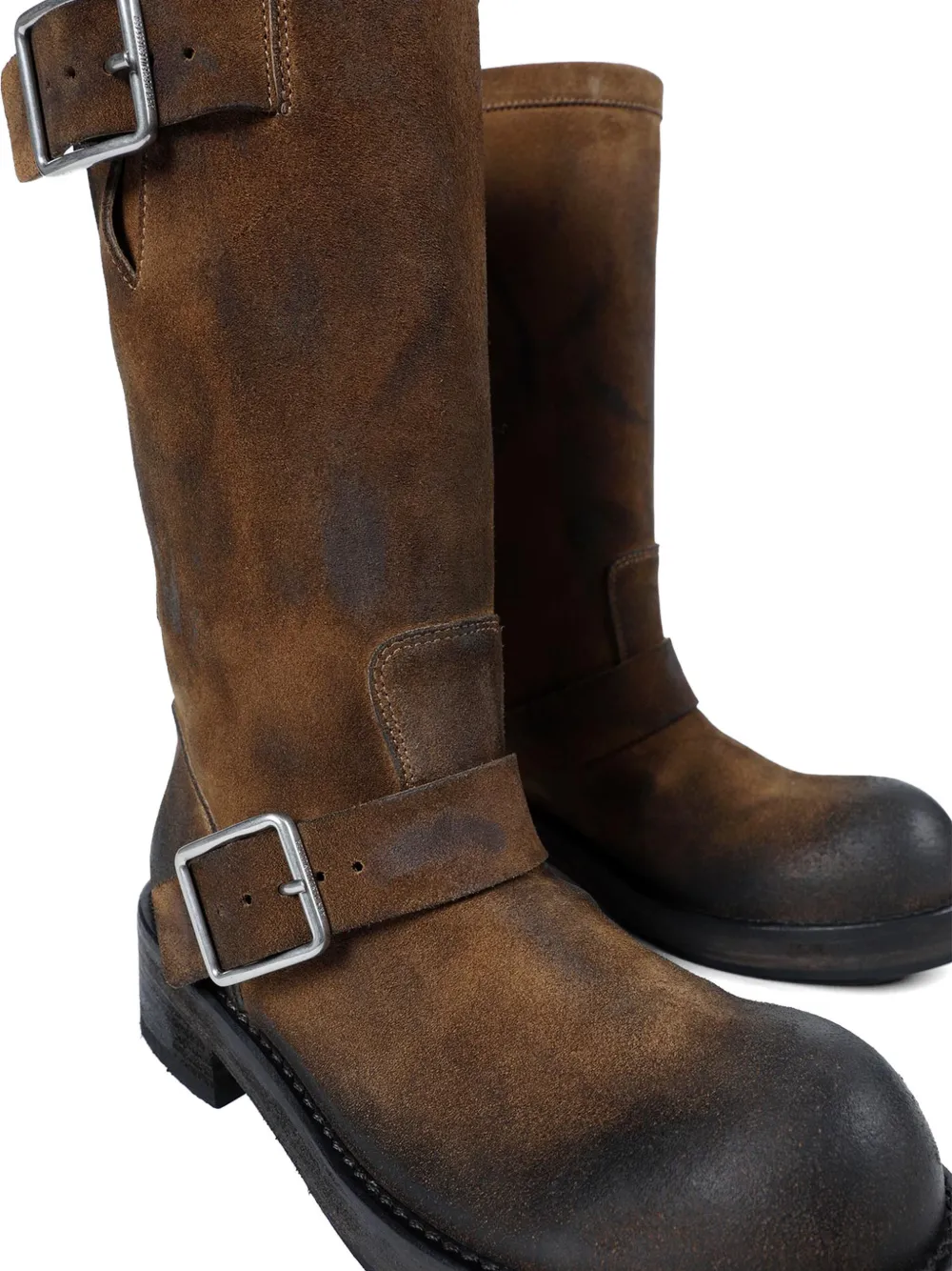 Ann Demeulemeester Sarith Engineer buckled coated leather boots Bruin