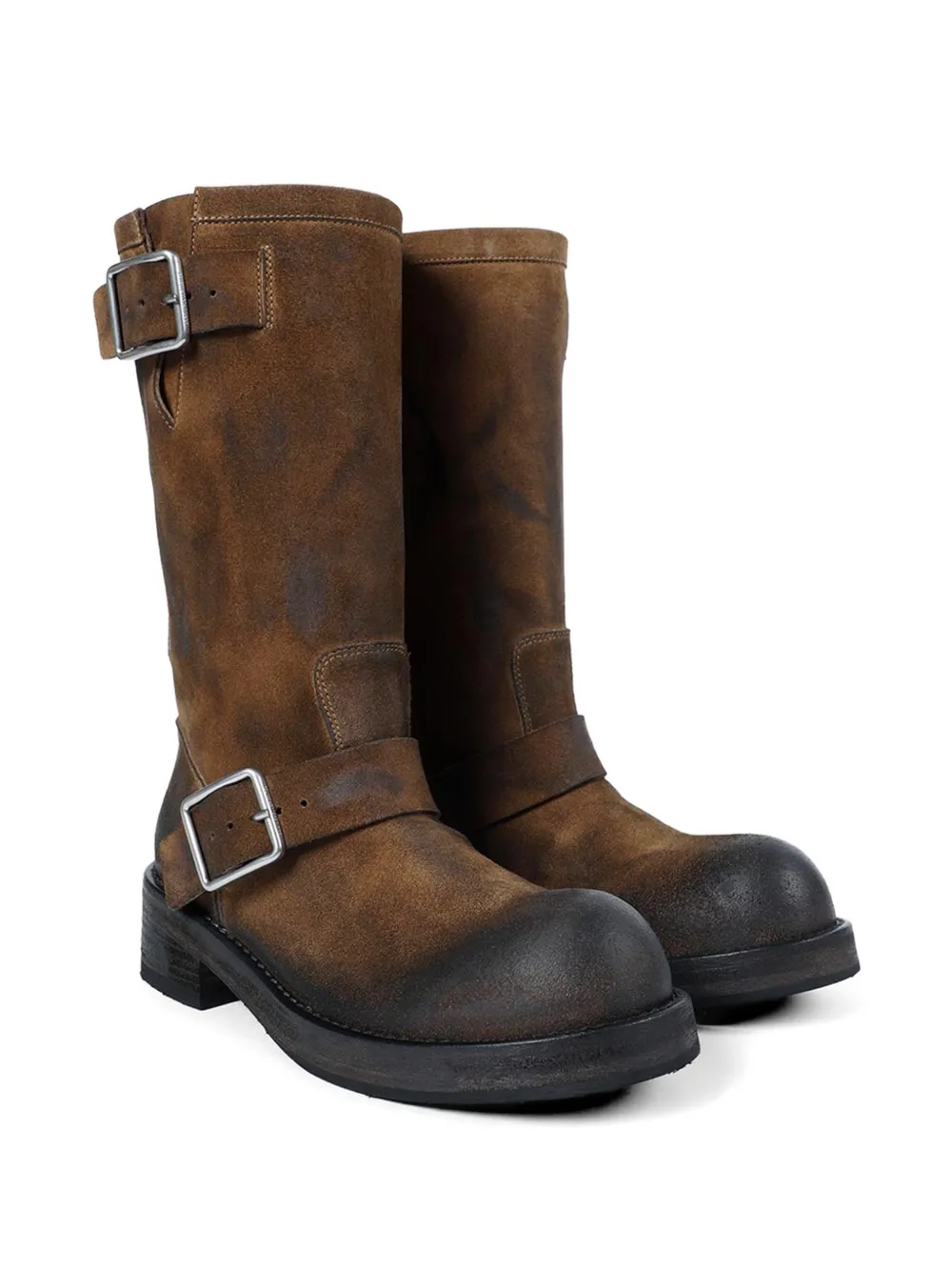 Ann Demeulemeester Sarith Engineer buckled coated leather boots Bruin