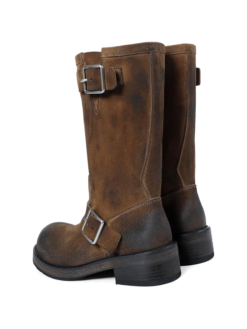 Ann Demeulemeester Sarith Engineer buckled coated leather boots Bruin