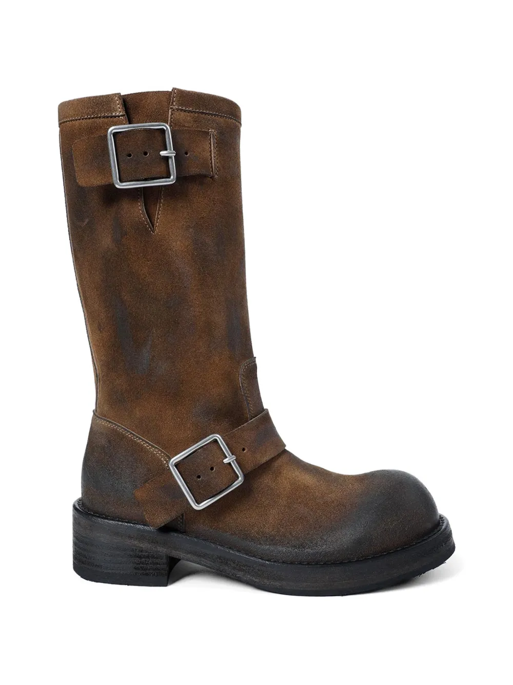 Ann Demeulemeester Sarith Engineer buckled coated leather boots Bruin