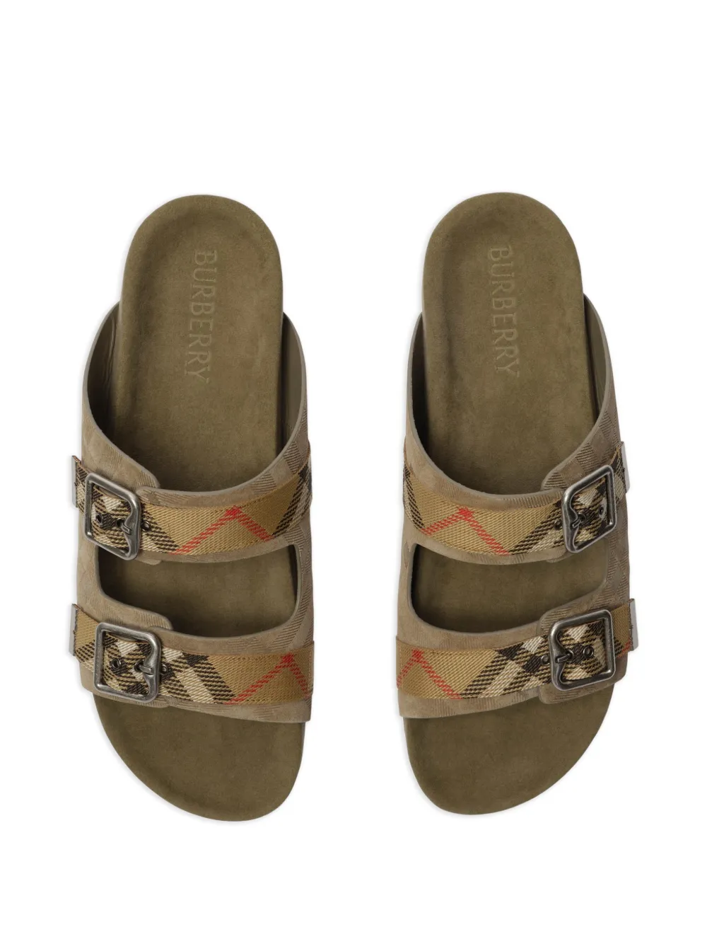 Burberry Check Suede Urchin Sandals Beige