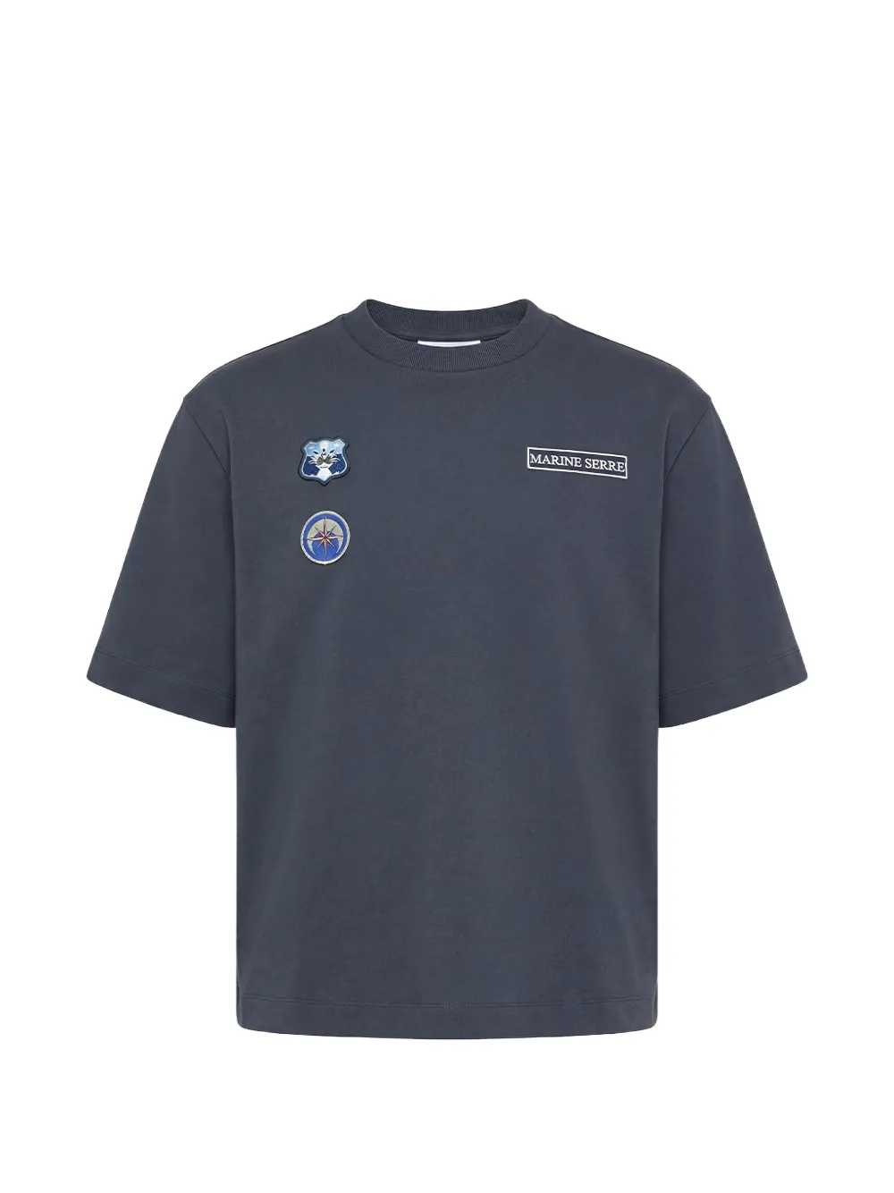 Marine Serre scout patches crew-neck T-shirt - Blu