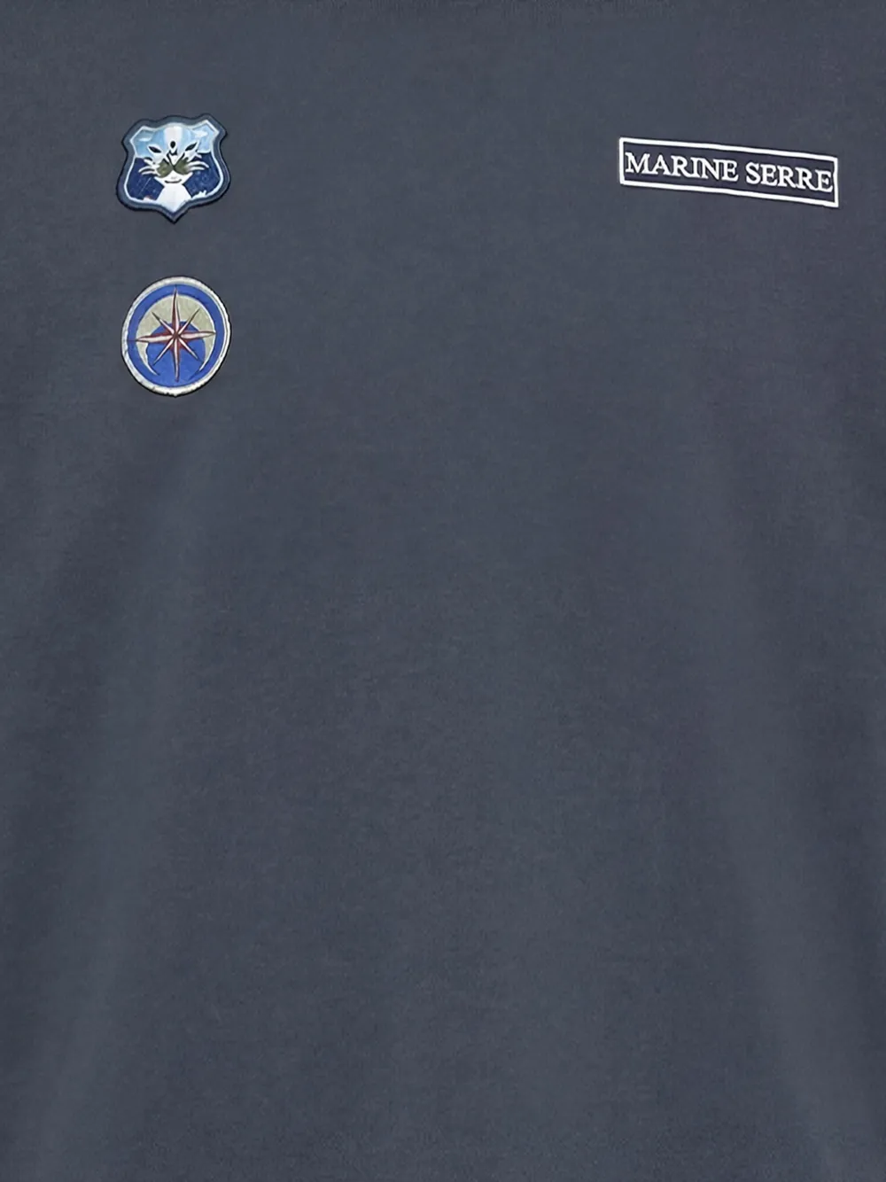 Marine Serre Scout Patches T-shirt met ronde hals Blauw