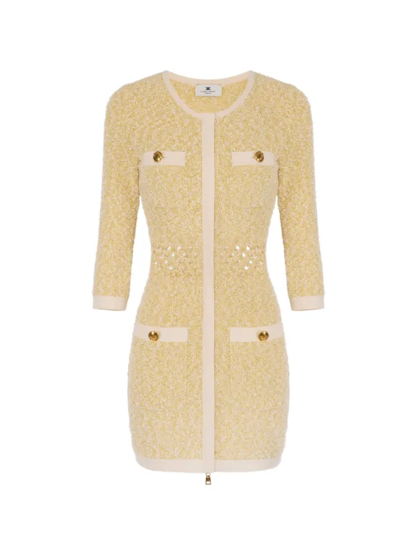 elisabetta franchi mini dress Elisabetta Franchi Mini Dress In Bouclé Knit Fabric | Yellow