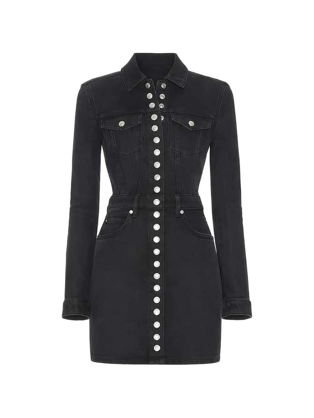 Alexander Wang buttoned collared mini dress - Nero