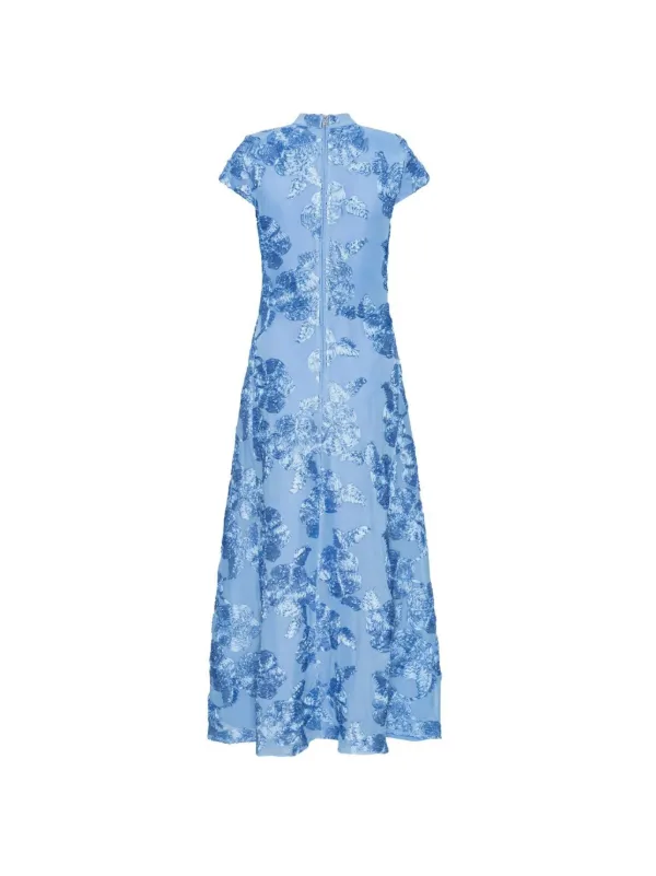 zara short stretch knit dress ROTATE Mesh Capsleeve Maxi in Baby Blue style-number: 99WD31