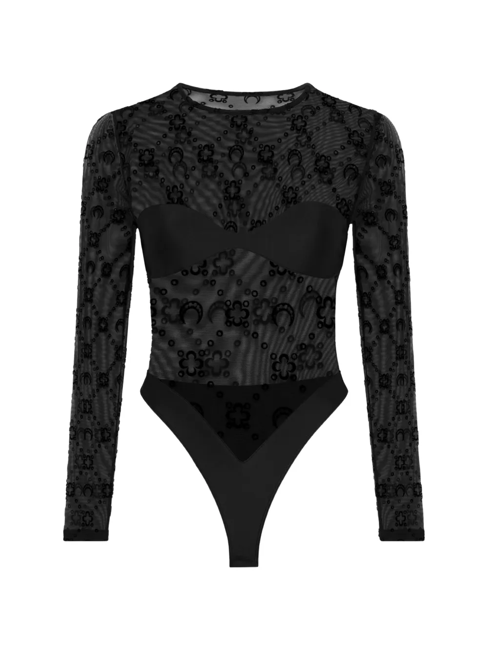 Marine Serre Moonogram long-sleeve bodysuit - Schwarz