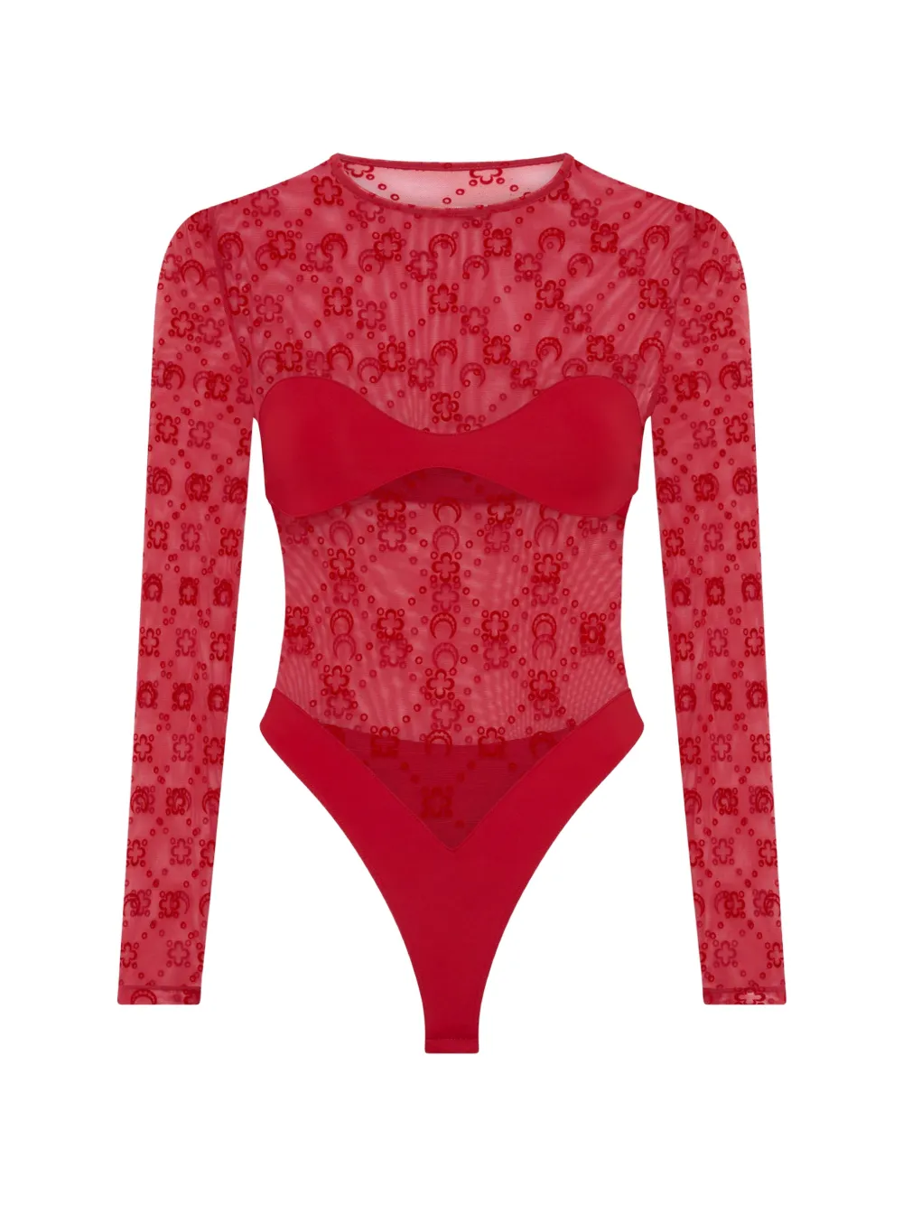 Marine Serre long-sleeve bodysuit - Rot