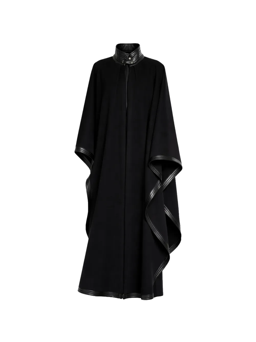 Elie Saab leather-trim cape - Schwarz