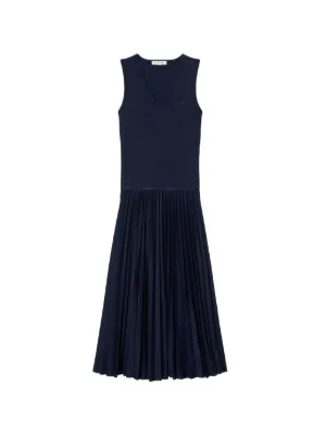 theory pleated sleeveless midi dress Theory Sleeveless Satin Pleated Combo Midi Dress