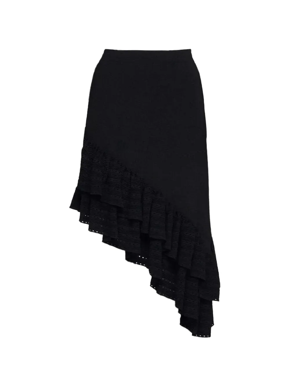 SANDRO ruffled asymmetric skirt - Nero