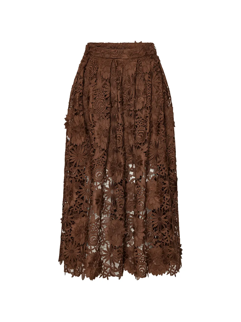 ROTATE BIRGER CHRISTENSEN floral lace midi skirt - Marrone