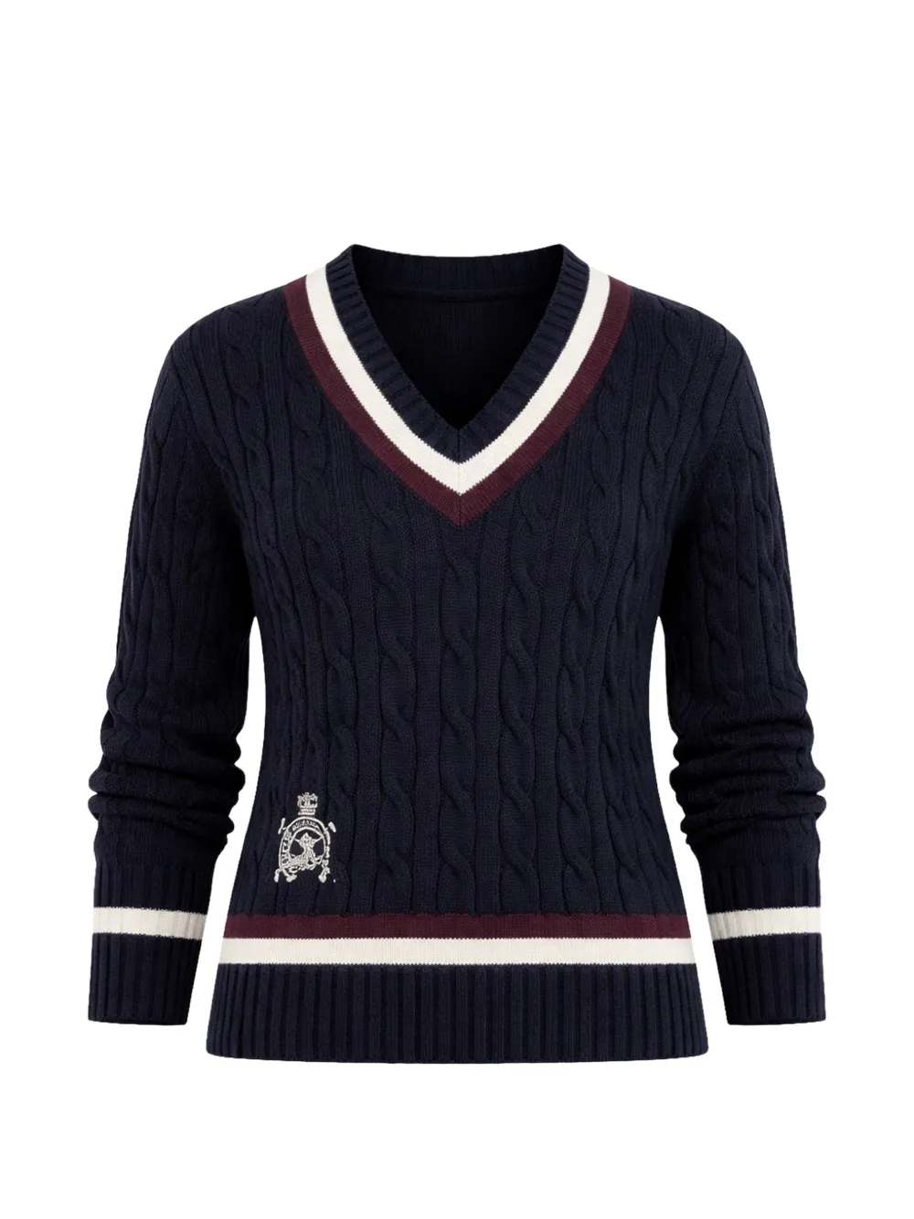 Lauren Ralph Lauren cable-knit V-neck sweater - Blu