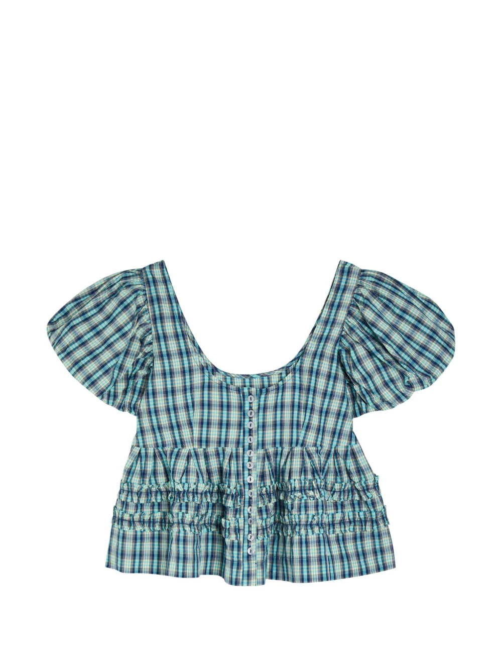 DAMSON MADDER ruffled check-pattern blouse - Blu