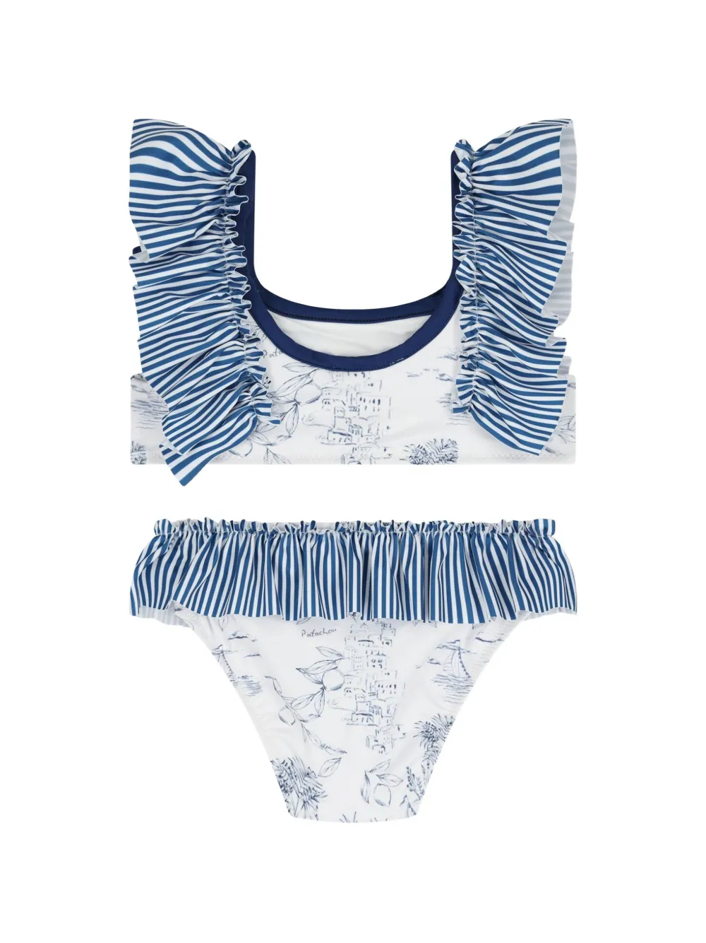 Patachou Gestreepte bikini met strik Wit