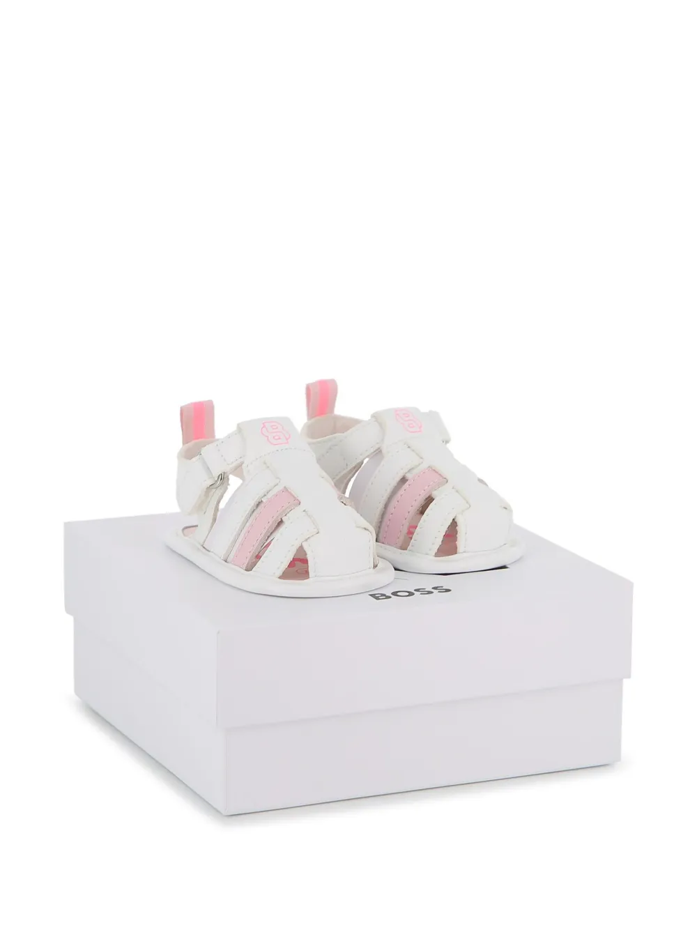 BOSS Kidswear Sandalen met logodetail Wit