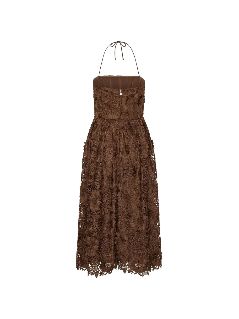ROTATE BIRGER CHRISTENSEN Midi-jurk met bloemenkant Bruin